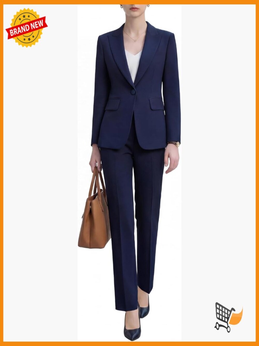 Womens Wrinkle-Free Pantsuit 2-Piece Business Suit Set Office